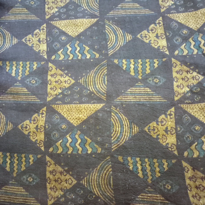 Black Printed Dupion Silk Fabric