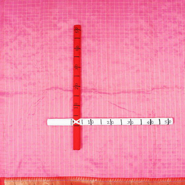 Antique Pink Kanjivaram Silk Handloom Fabric With Paithani Border