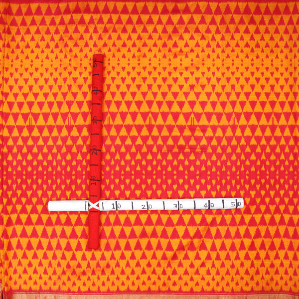 Tahiti Gold Color Ikat Silk Geometric Pattern Handloom Fabric