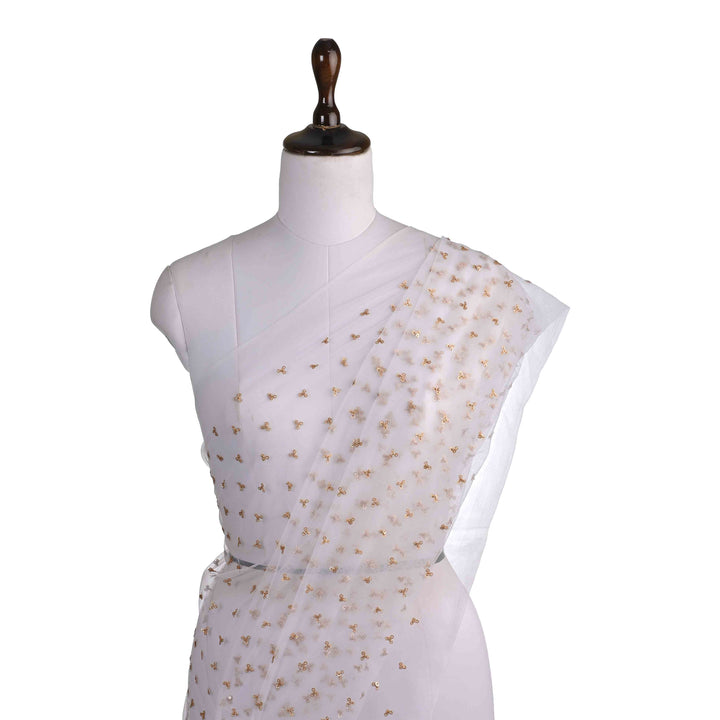 White Net Embroidered Fabric