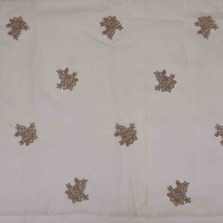 Mink White Organza Embroidered Fabric