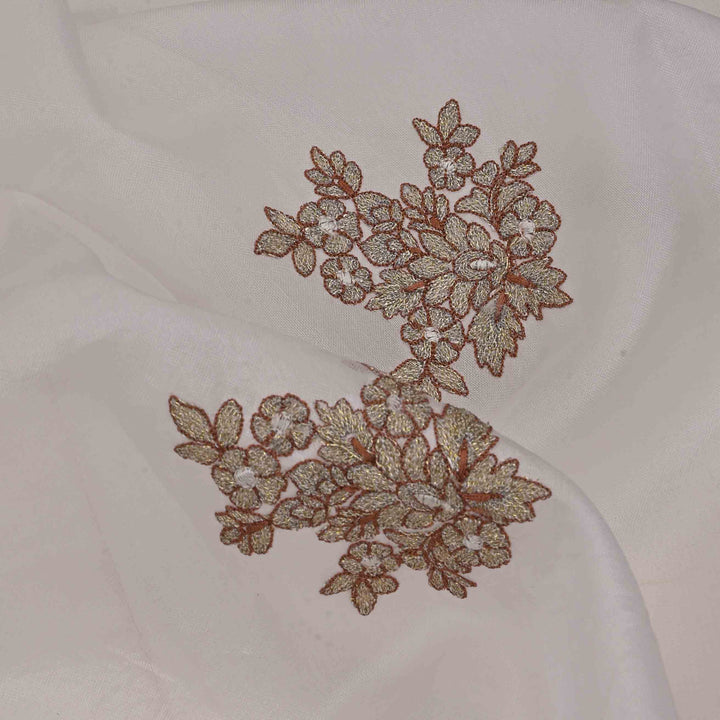Mink White Organza Embroidered Fabric