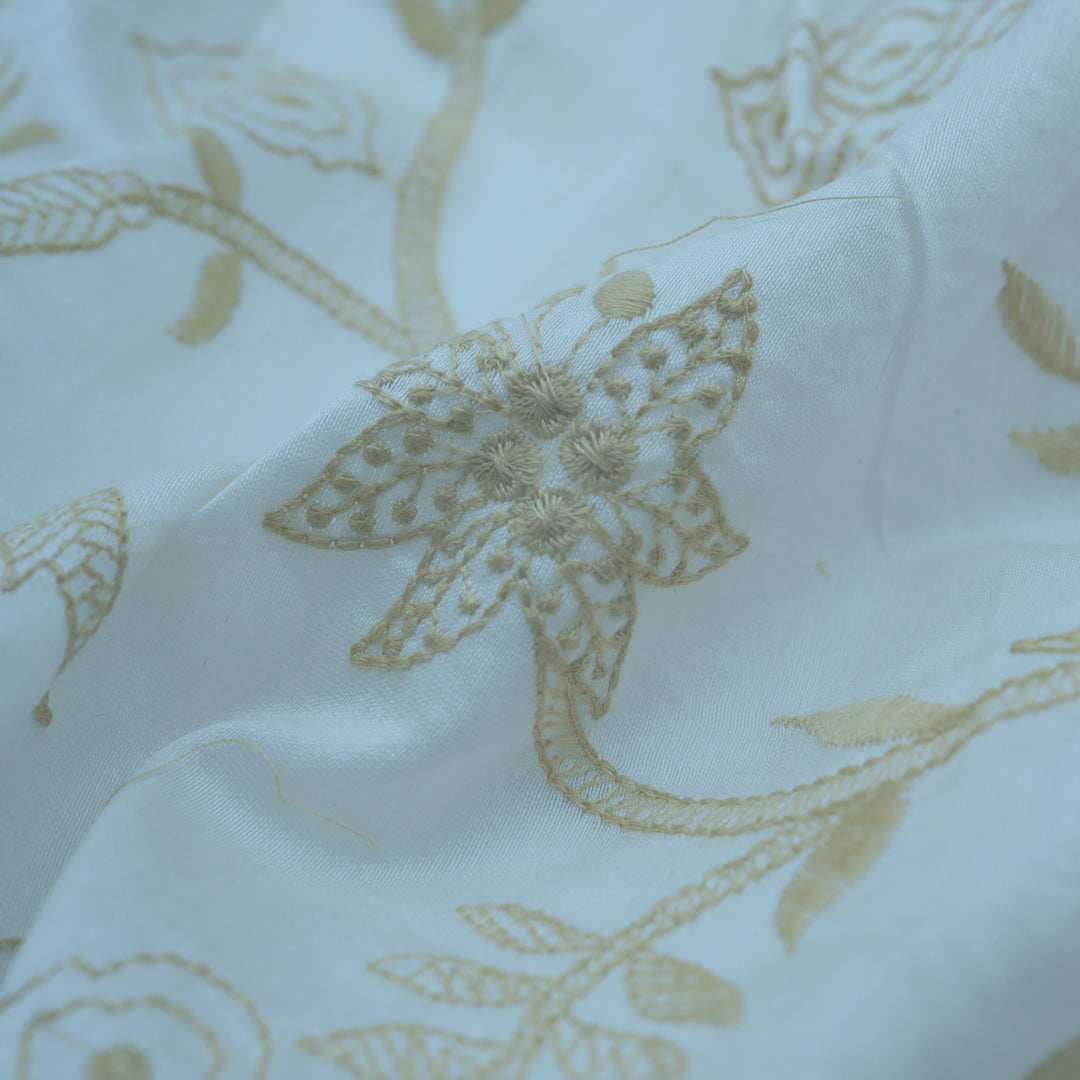 Pale Blue Chanderi Embroidery Fabric