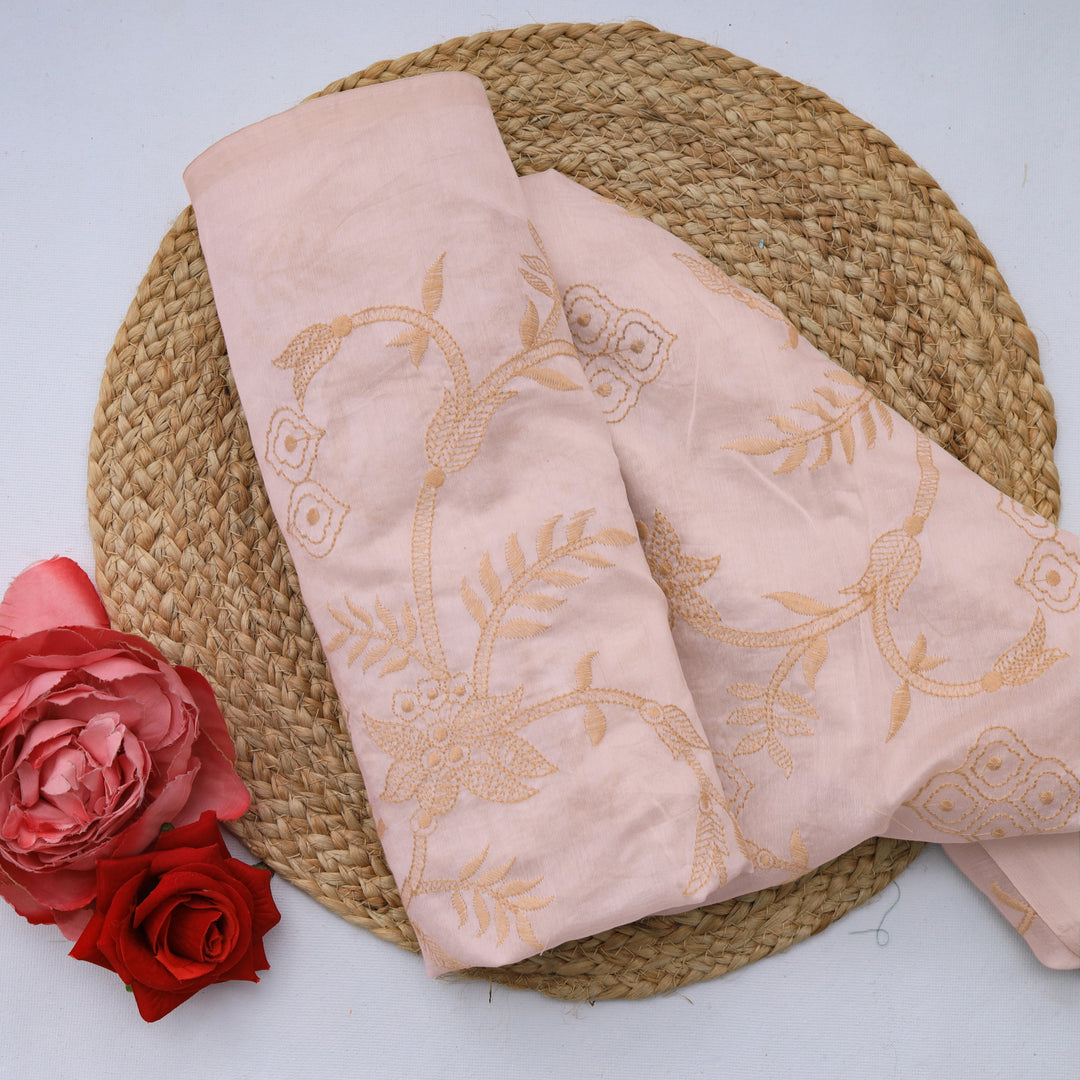Pale Pink Chanderi Embroidery Fabric