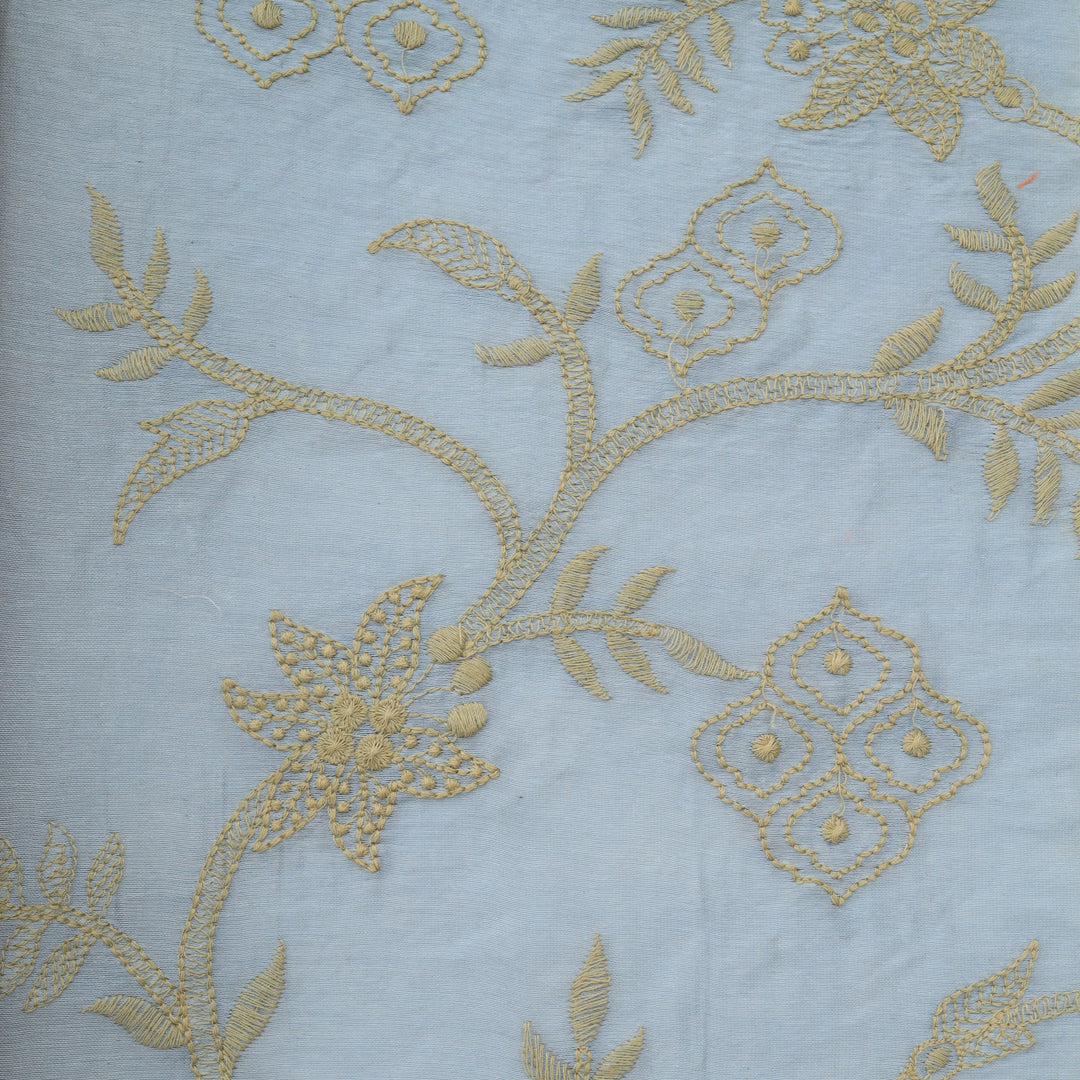 Pastel Blue Chanderi Embroidery Fabric