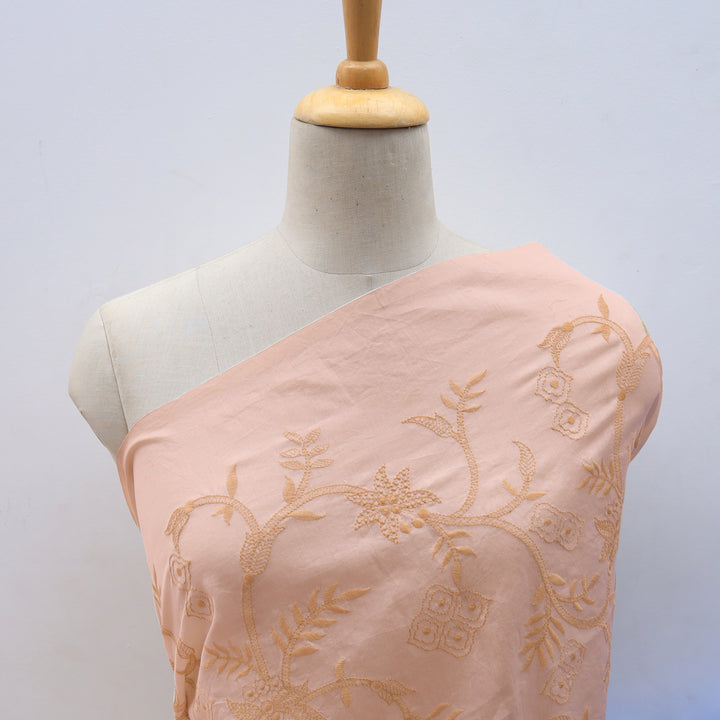 Peach Daiquiri Chanderi Embroidery Fabric