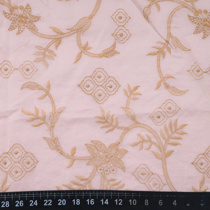 Peach Daiquiri Chanderi Embroidery Fabric
