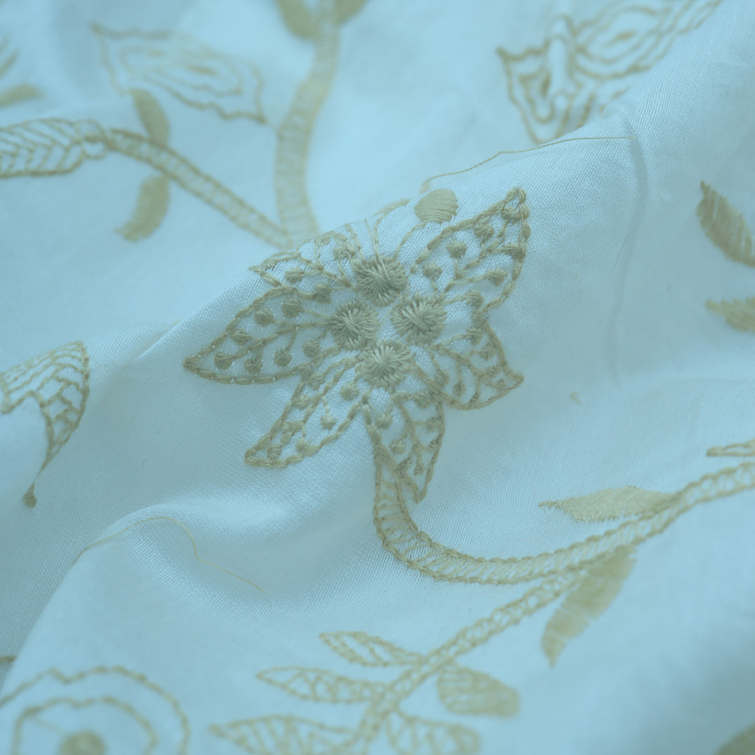 Sky Blue Chanderi Embroidery Fabric