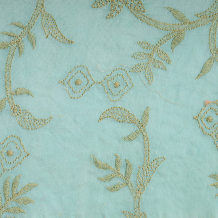 Celeste Blue Chanderi Embroidery Fabric