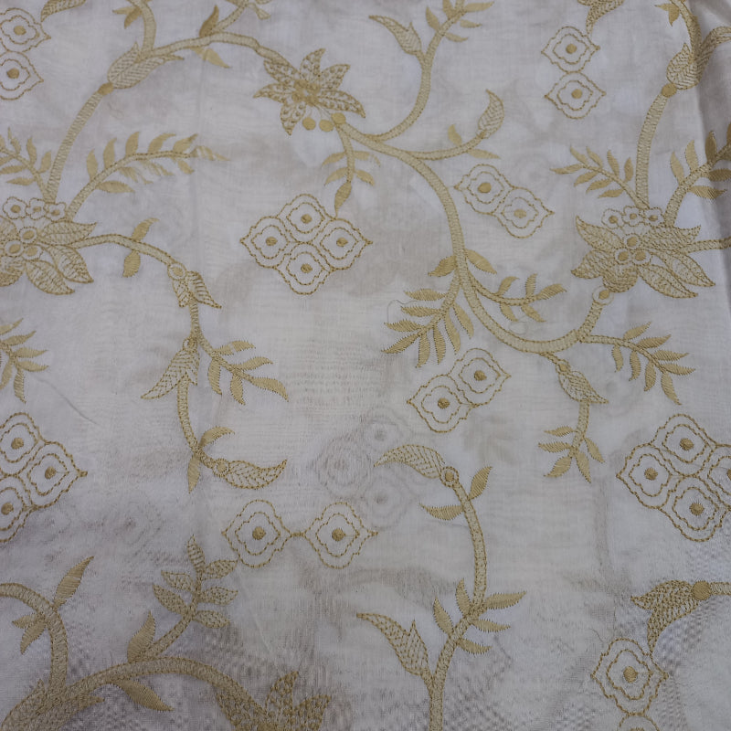 Shwetha Dyeable White Embroidered Chanderi Fabric