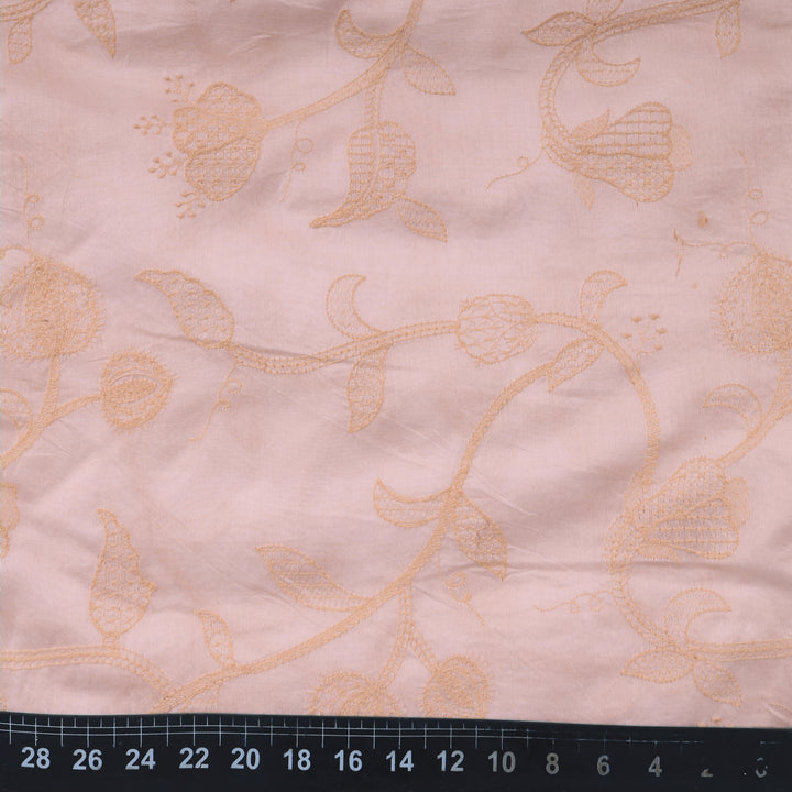 Heather Peach Chanderi Embroidery Fabric
