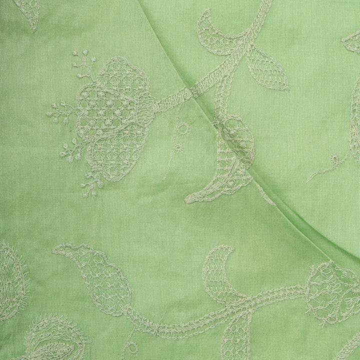 Sage Green Chanderi Embroidery Fabric