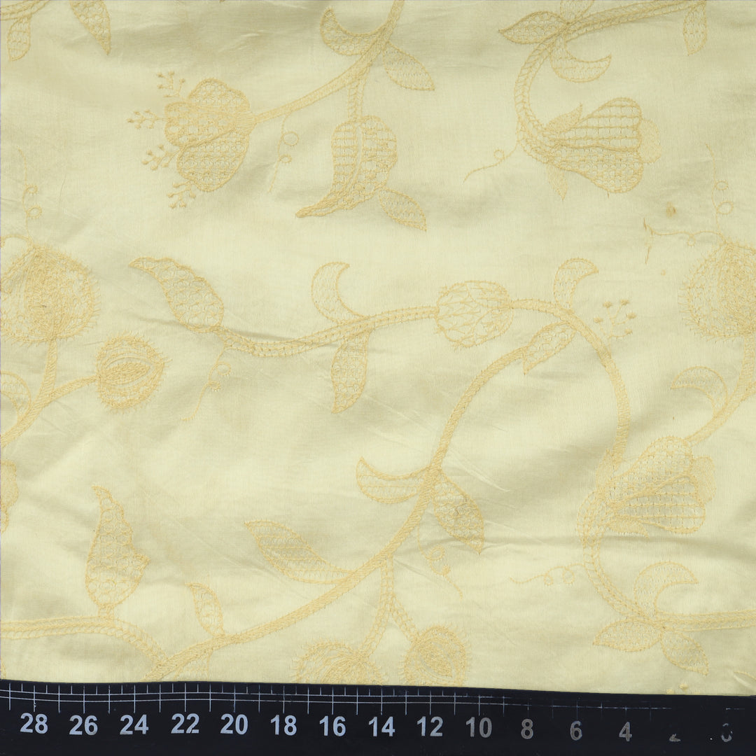 Honeydew Melon Chanderi Embroidery Fabric