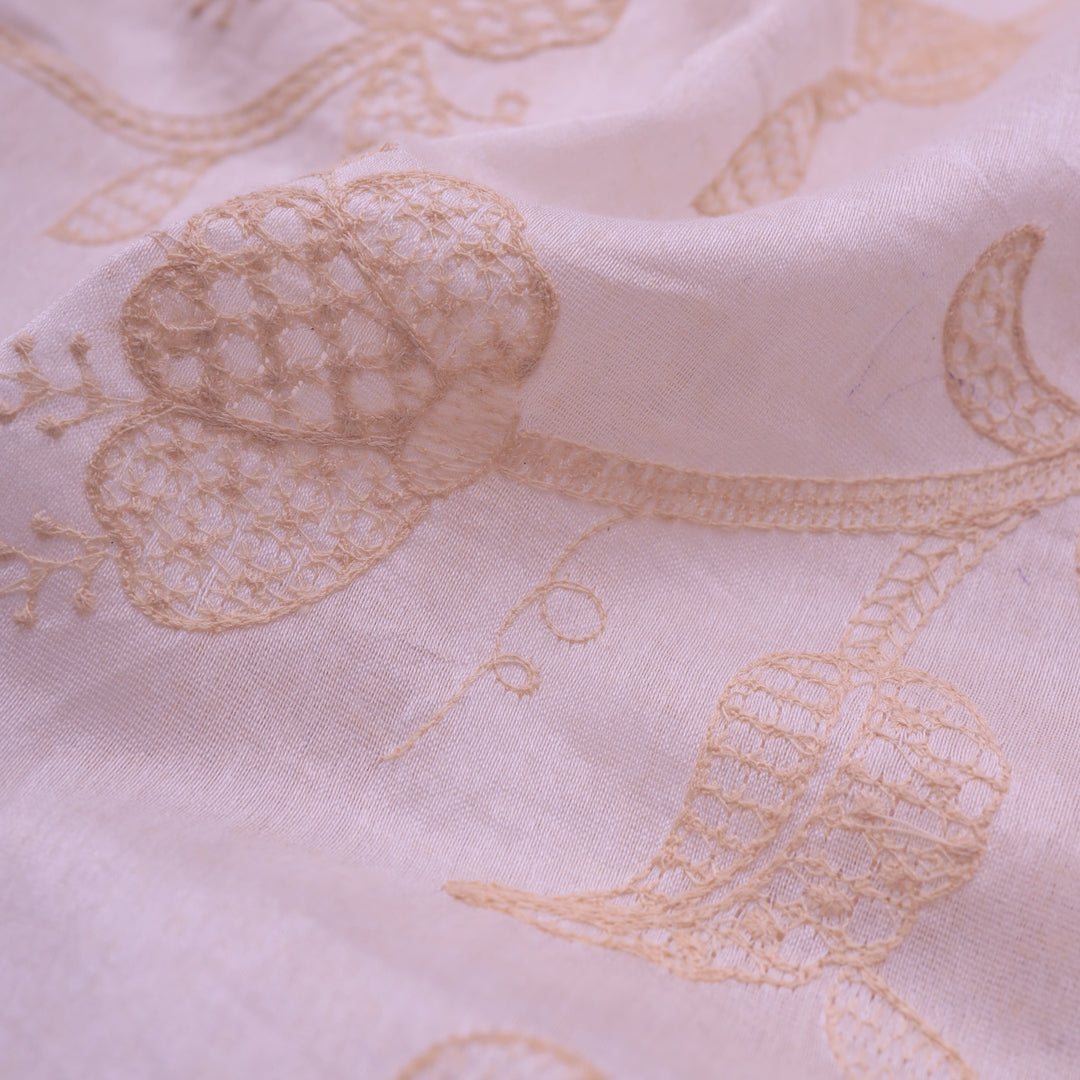 Cotton Candy Chanderi Embroidery Fabric