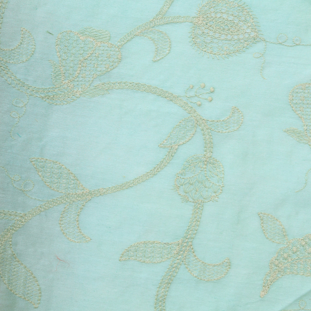 Light Sky Blue Chanderi Embroidery Fabric