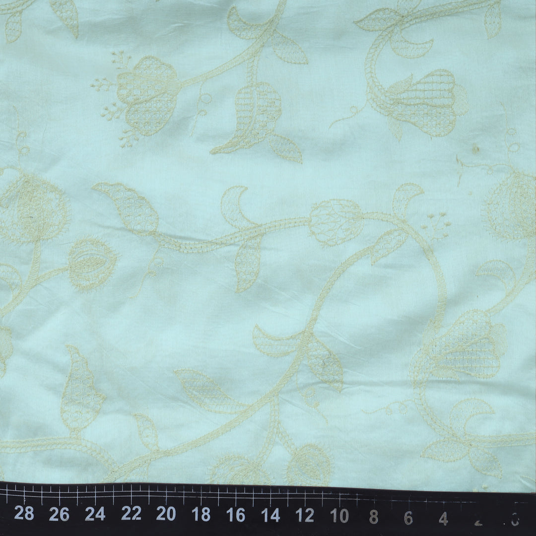 Powder Blue Chanderi Embroidery Fabric