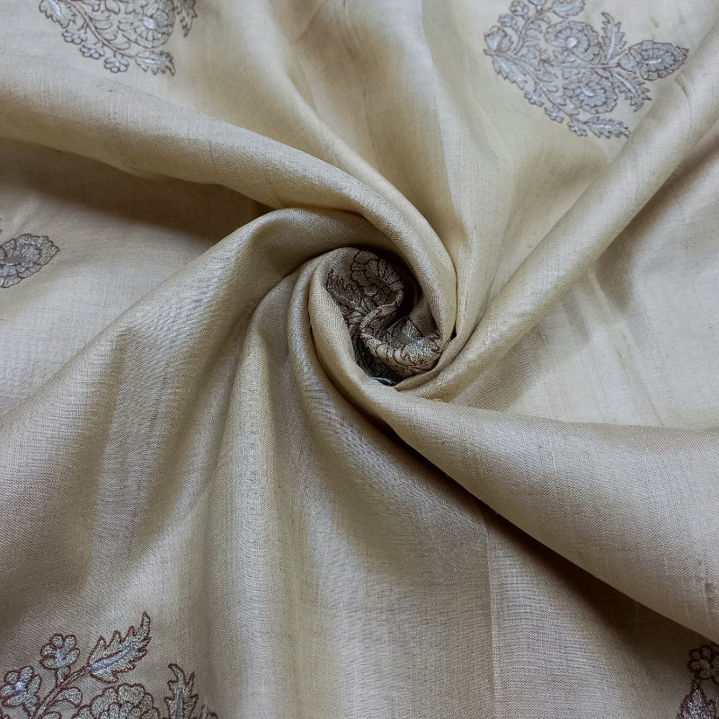 Shweth Dyeable Off-White Zari Embroidered Tusser Fabric