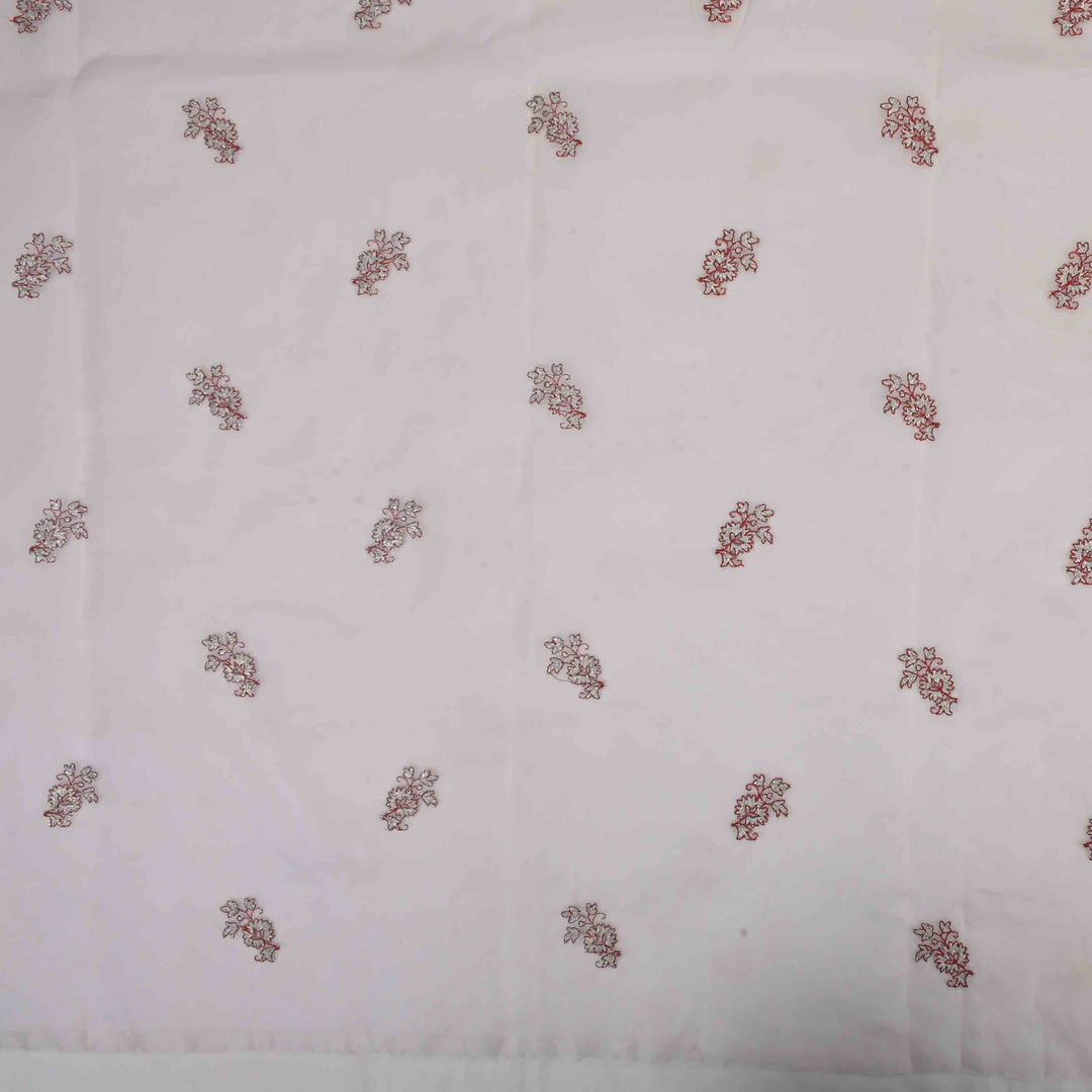 Isabelline White Organza Embroidered Fabric