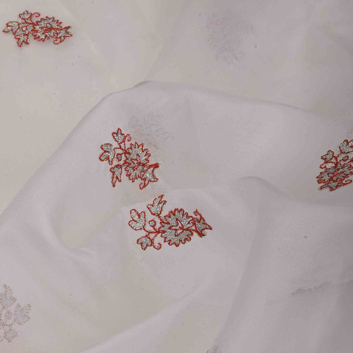 Isabelline White Organza Embroidered Fabric