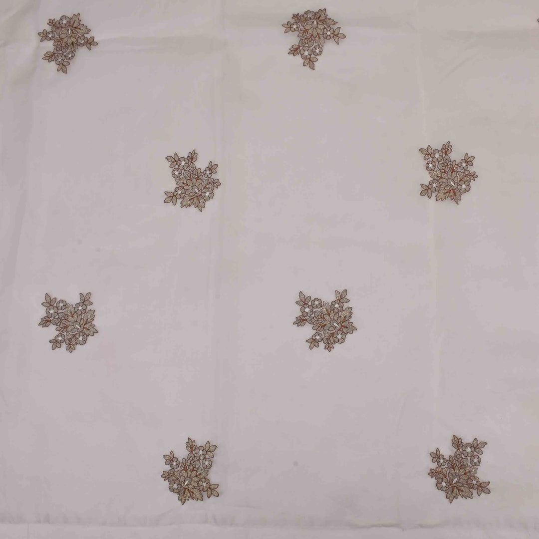 Rice White Organza Embroidered Fabric
