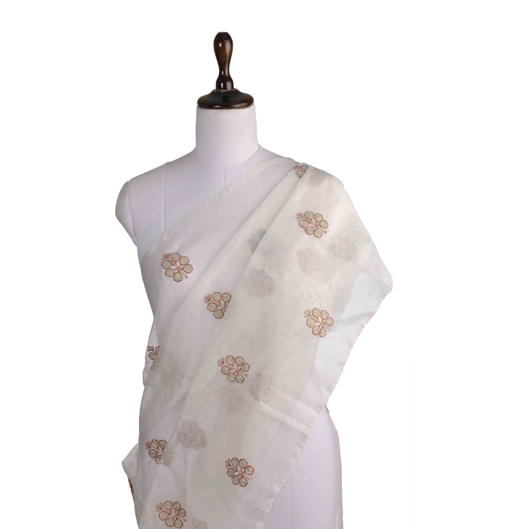 Frost White Organza Embroidered Fabric