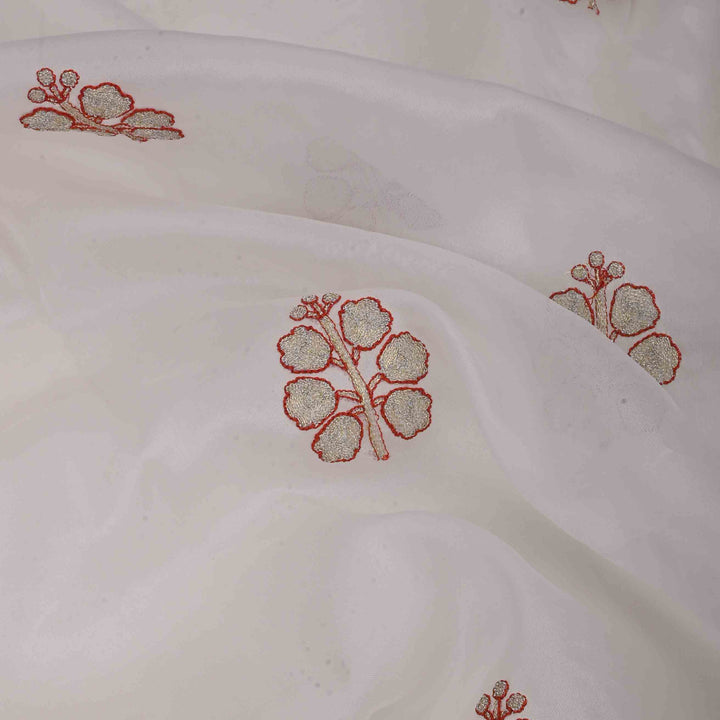 Frost White Organza Embroidered Fabric