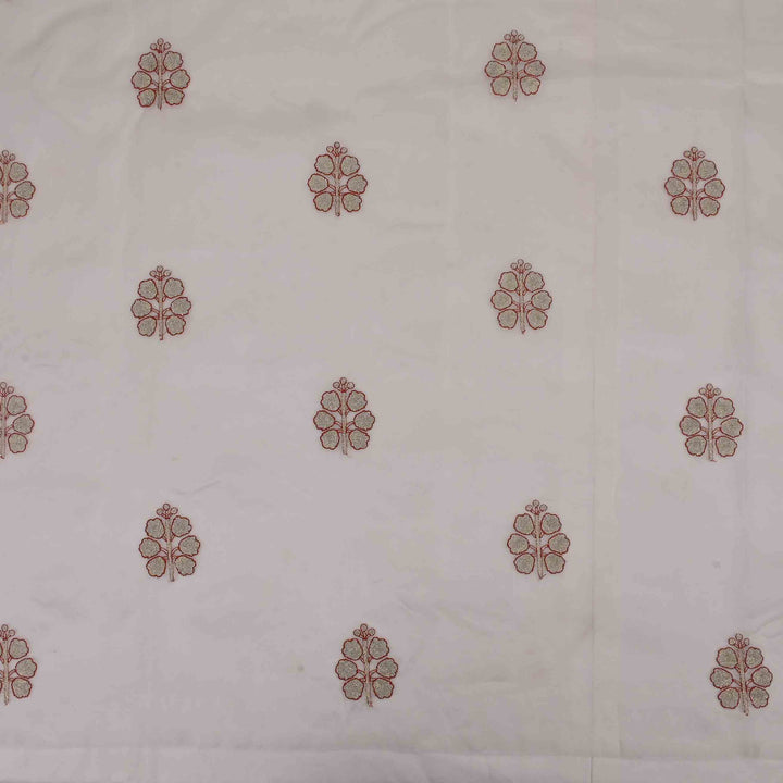 Pearl White Organza Embroidered Fabric