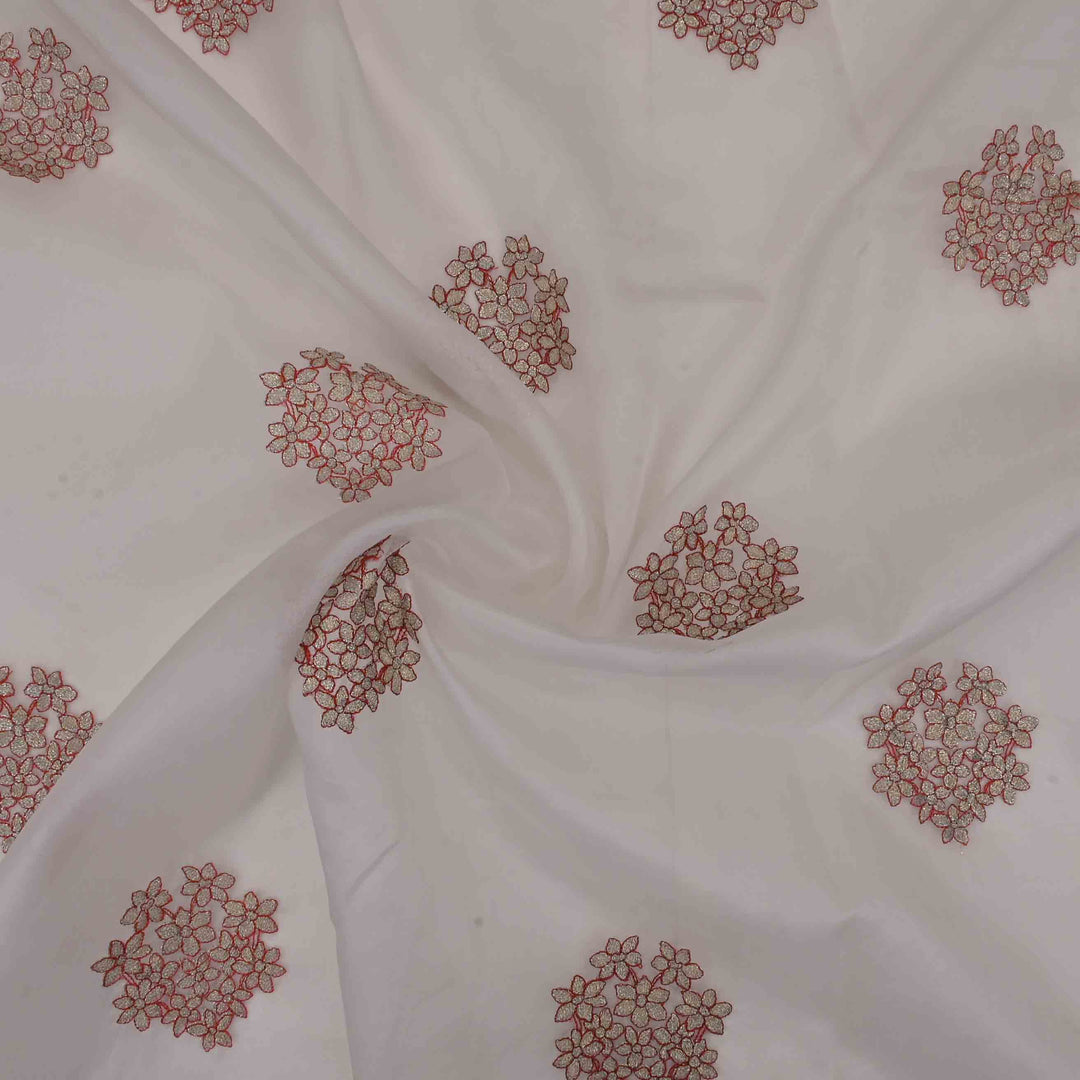 Oxford White Organza Embroidered Fabric