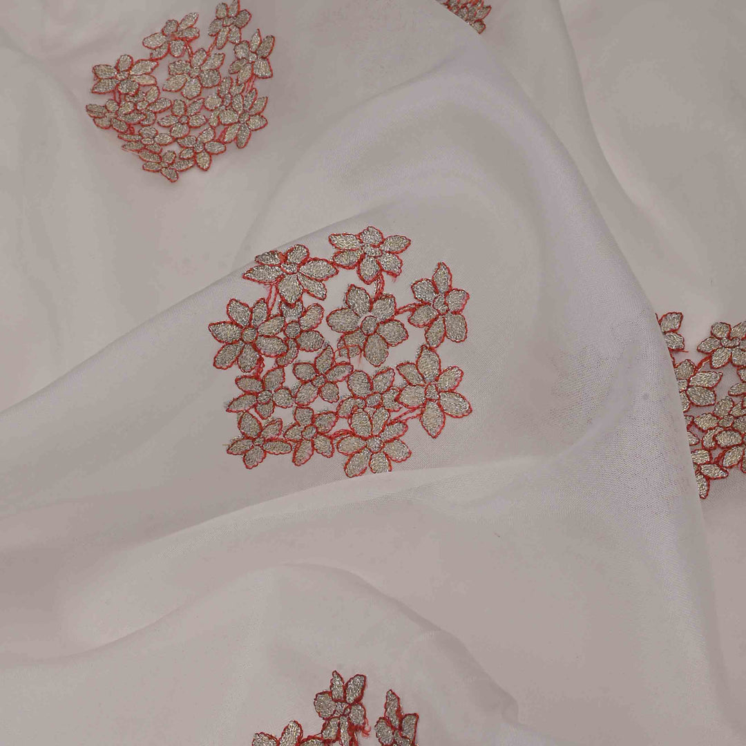 Oxford White Organza Embroidered Fabric