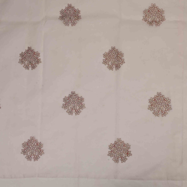 Powder White Organza Embroidered Fabric