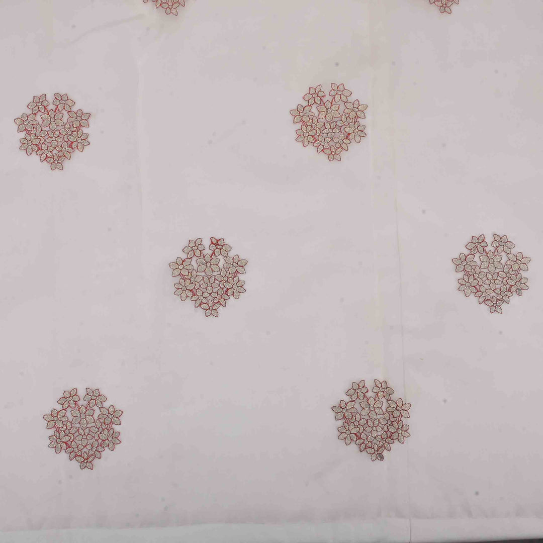 Nutmeg White Organza Embroidered Fabric