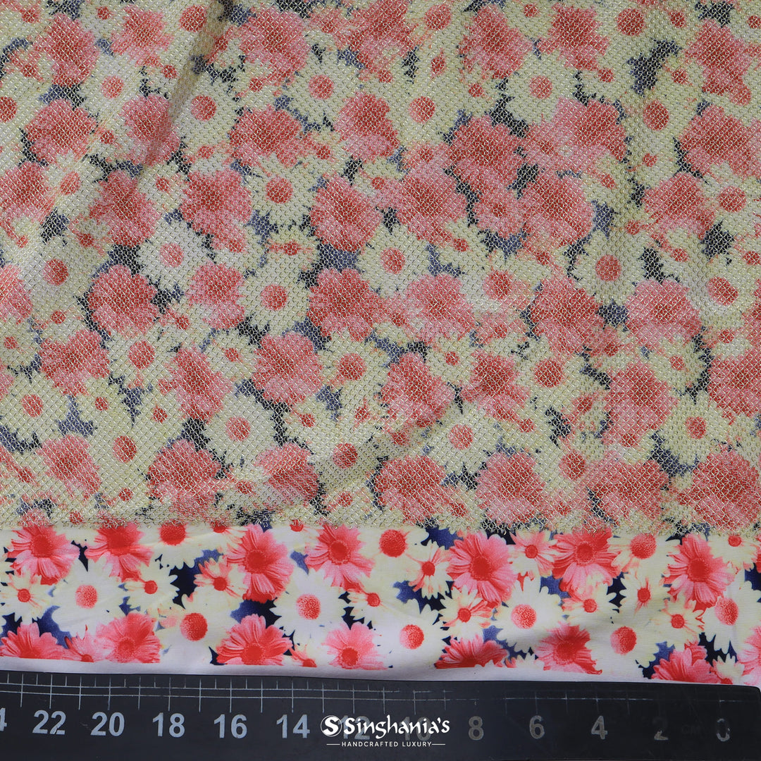 Multi-Color Daisy Printed With Shimmer Fancy Fabric