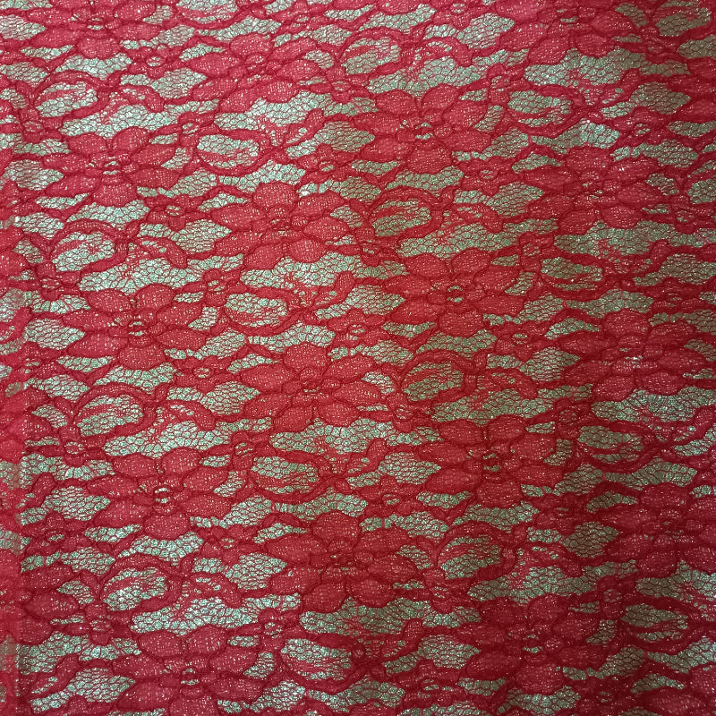 Red With Gold Textured Fancy Fabric