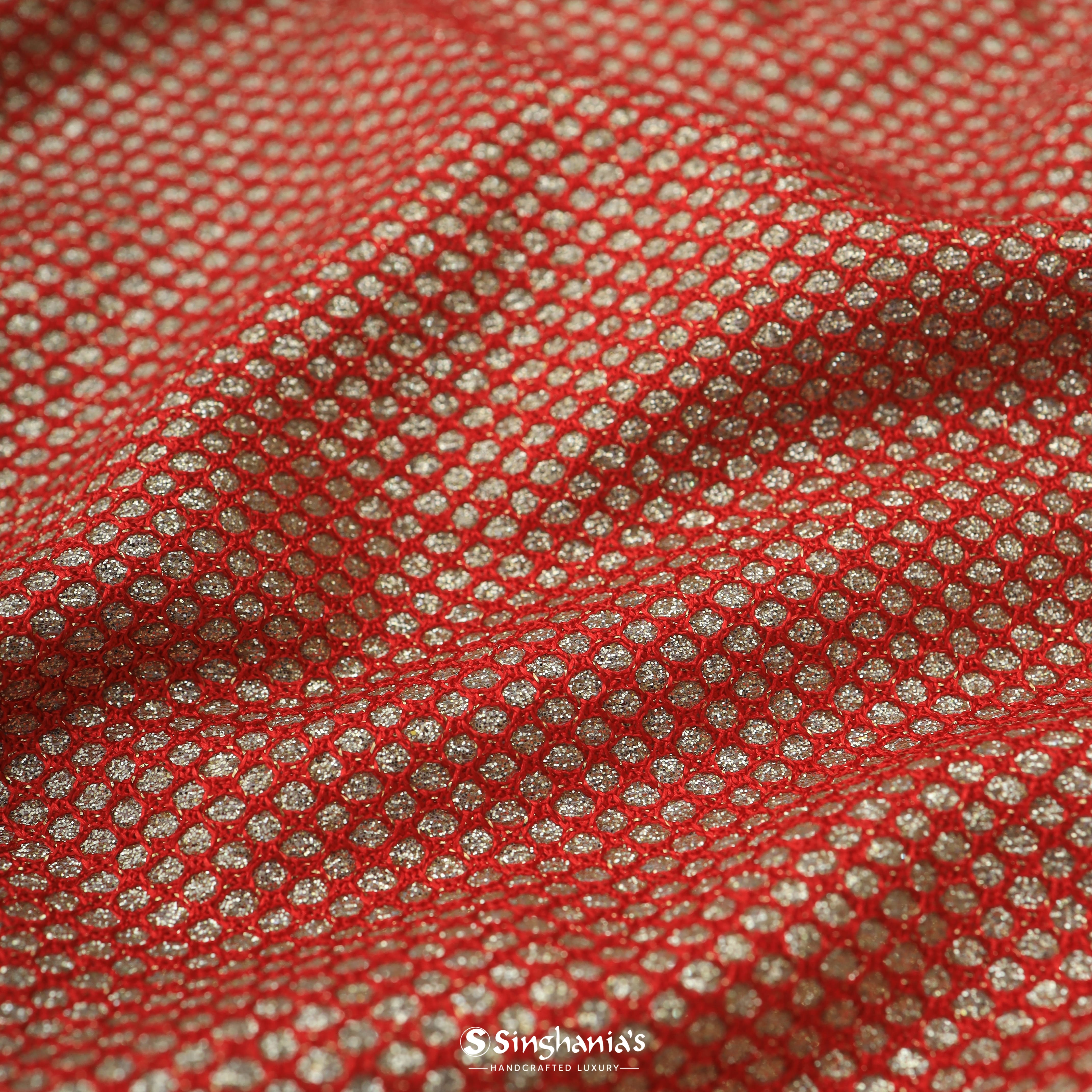 Red Colour Mesh Knit Fabric