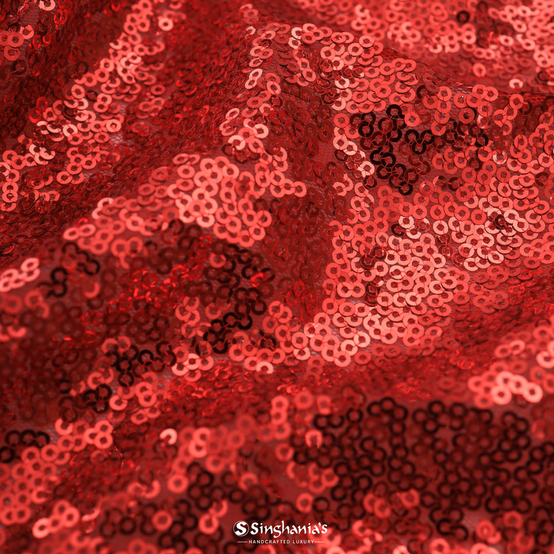 Red Shiny Sequin Net Fabric