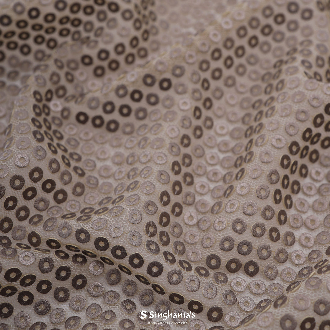 Beaver Brown Colour Embellished Net Fabric