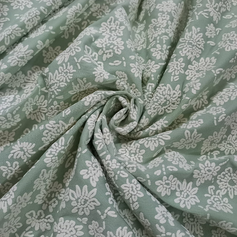 Light Mint Green Color Printed Fancy Fabric