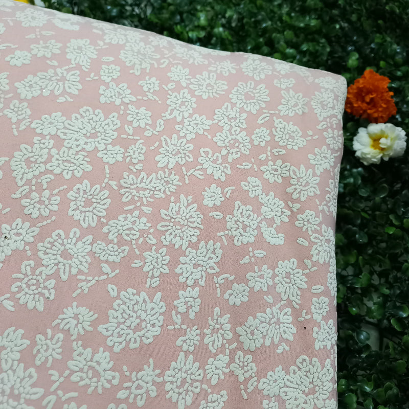 Light Peach Color Printed Fancy Fabric