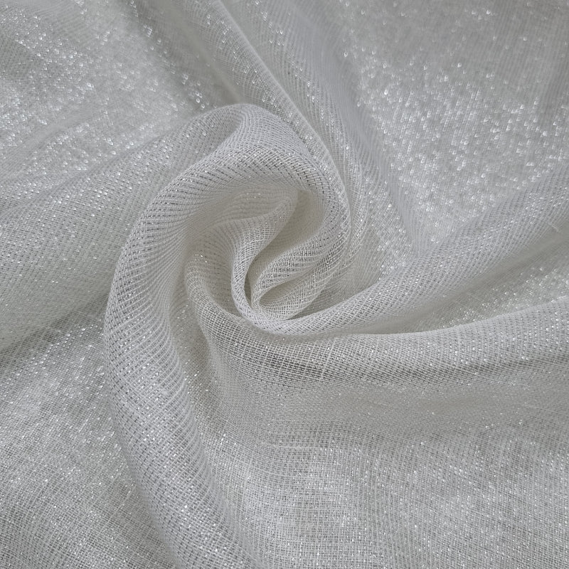 Plain Pearl White Shimmer Net Fancy Fabric