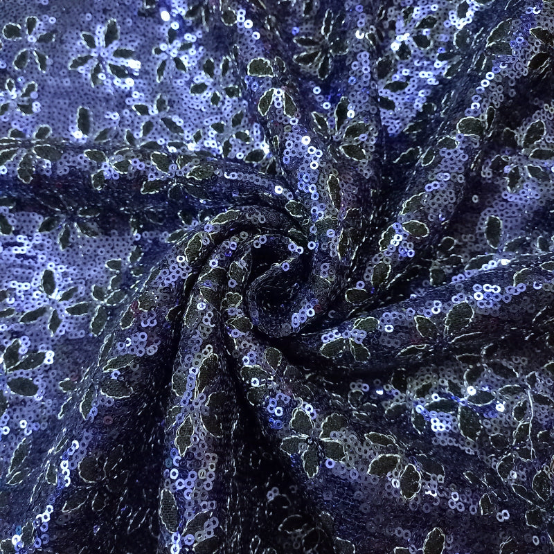 Navy Blue Color Sequins Work Fancy Fabric