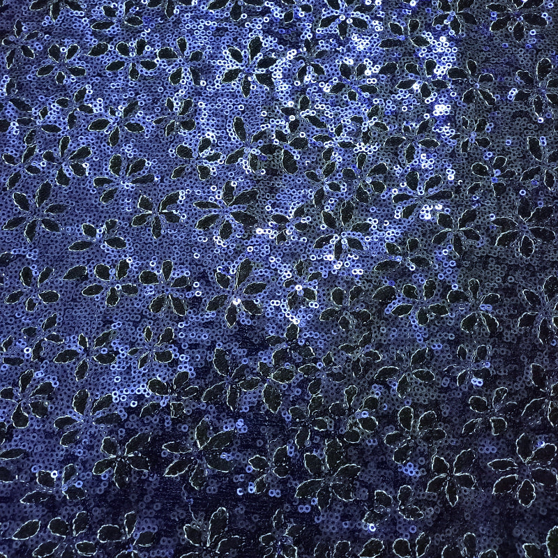 Navy Blue Color Sequins Work Fancy Fabric