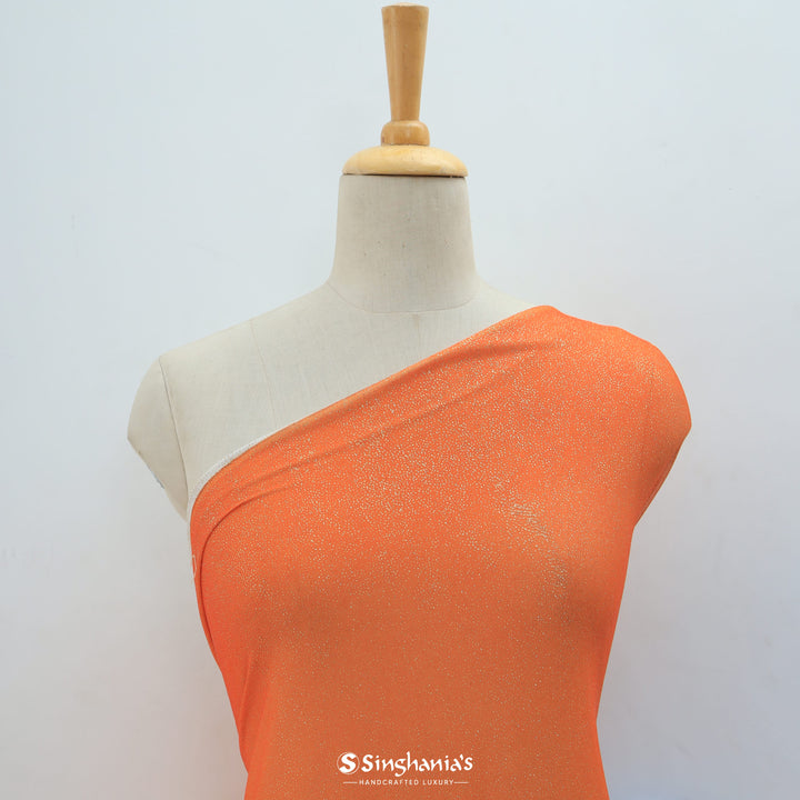 Orange Colour Metallic Sheer Knit Fabric