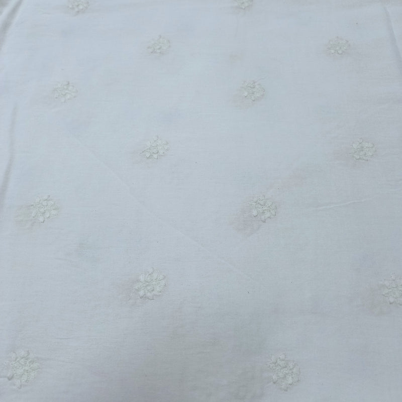 Shwetha Dyeable White Embroidered Cotton Fabric