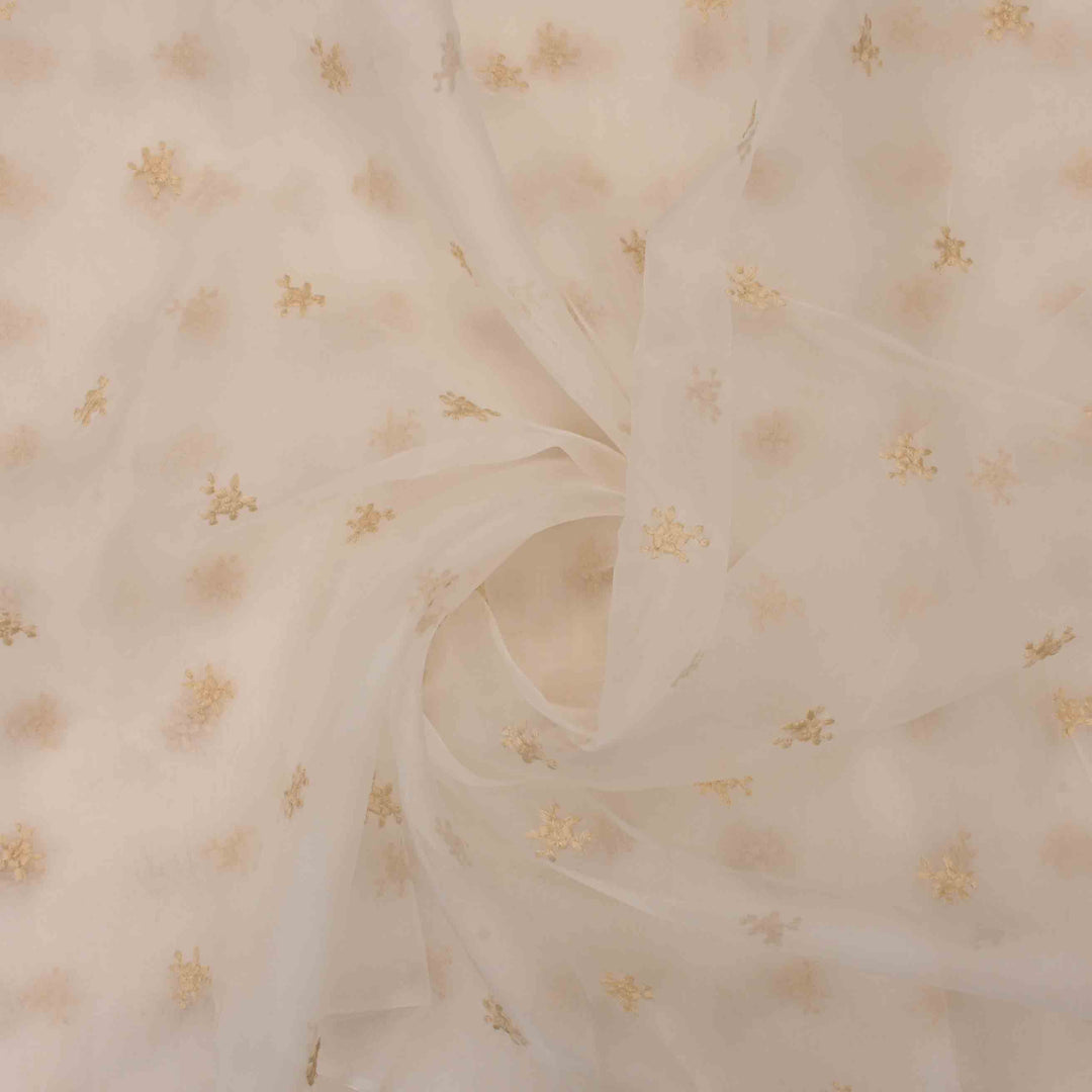 Porcelain White Organza Embroidered Fabric