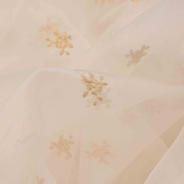 Porcelain White Organza Embroidered Fabric