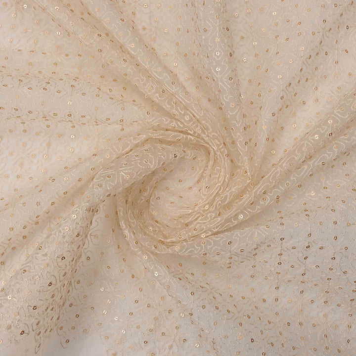Magnolia Cream Organza Embroidered Fabric