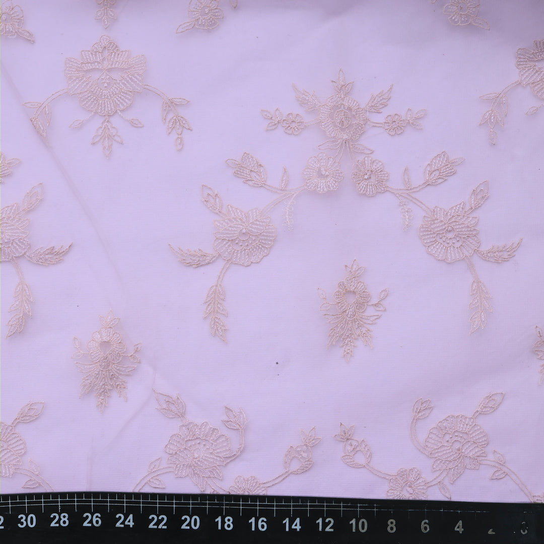 Lace Pink Organza Floral Embroidery Fabric