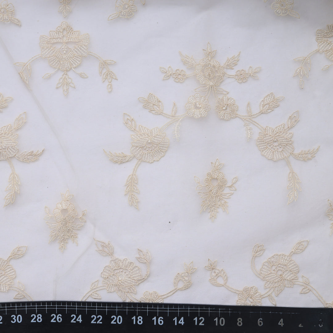 Light Gray Organza Floral Embroidery Fabric
