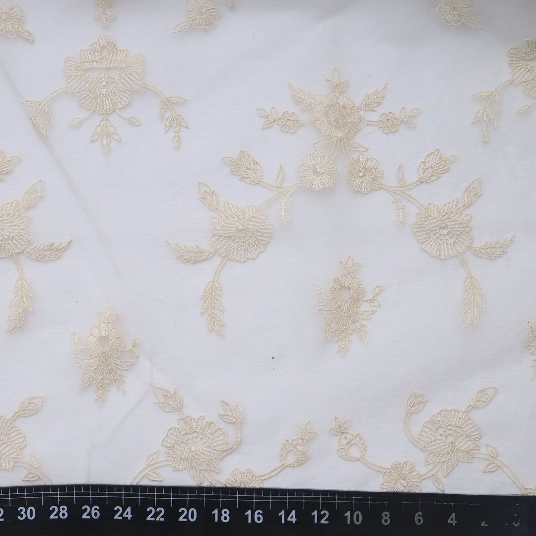 White Organza Floral Embroidery Fabric