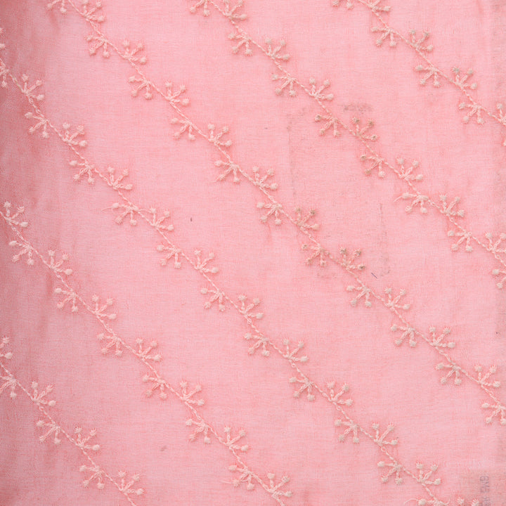 Light Rose Organza Tussar Embroidery Fabric